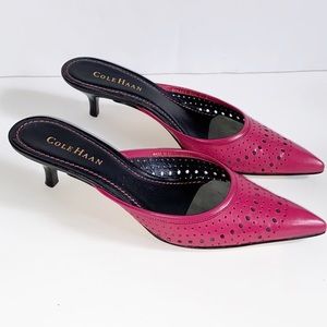 Cole Haan Pink kitten heel leather mules Size 9